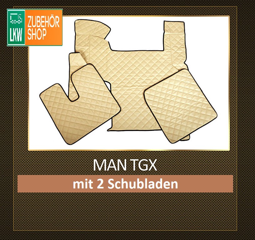 Fußmatte für MAN TGX mit 2 Schubladen aus Kunstleder LKW Zubehör Shop